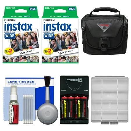 Essentials Bundle for Fujifilm Instax 210 & Wide 300 Instant Film Camera with 40 Wide Prints + Case + Battery & Charger + Cleaning Kit