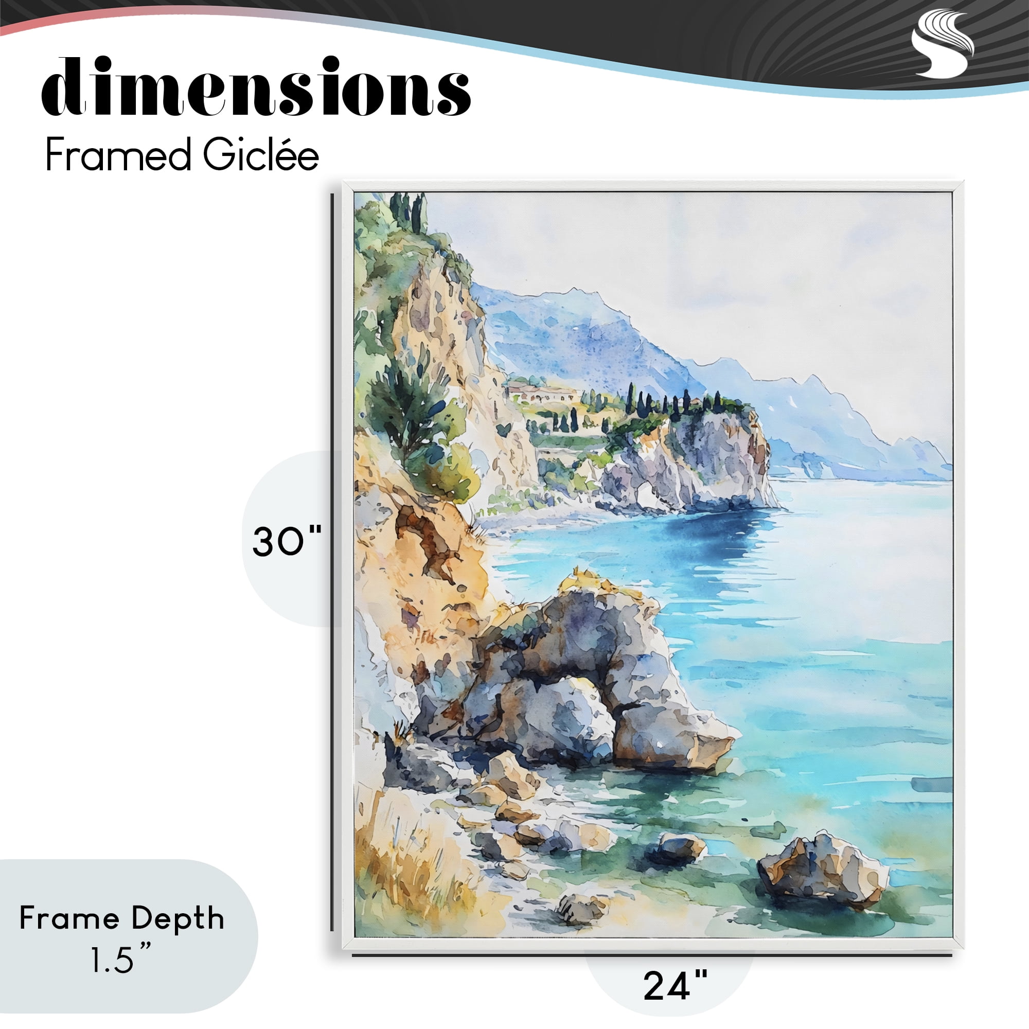 Stupell Industries Azure Italian Coastline White Framed Giclee Art, design by LSR Design Studio