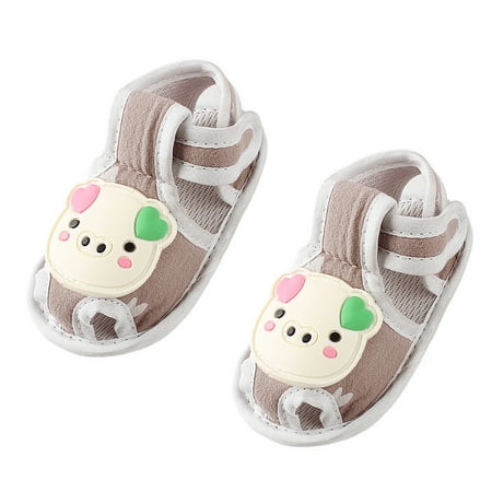 

YeccYuly Baby Boy Girl Summer Infant Squeaky Sandals Premium Rubber Sole Closed-Toe Non-Slip Shoes Toddler First Walkers Cartoon Pig Pattern Soft Sole Toddler Prewalker Sandals Shoes