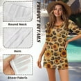 thumbnail image 5 of FKELYI Women's Swimsuit Cover Up Chiffon Fabric Bathing Suit Cover Ups Breathable Coverup Retro Sunflower Cow Print Half Sleeve Beachwear Dress for Summer Vacation Party, M, 5 of 6
