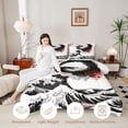 thumbnail image 3 of Metsweet Ocean Wildlife Dragon Full Size Comforter Sets 3-Piece, Japanese Sakura Bedding Comforter Set, Black Red White,Black Reversible,1 Comforter and 2 Pillowcases, 3 of 6