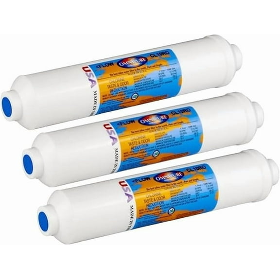 IPW Industries Inc-Omnipure - (CL10ROT33-B) - 10" x 2" T40 GAC Acid Washed Coconut Inline Filter 1/4" NPT 3 Pack