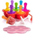 thumbnail image 1 of Molde de silicona multifuncional para helados para congelar y almacenar alimentos para bebés y preparar helados - Tapa de silicona + palitos de colores - Contenedor sin BPA, 1 of 5