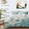 thumbnail image 4 of Turquoise Starfish Bedding 3 Piece Duvet Cover Set Twin Size, Ocean Nautical Seahorse Coral Shell Soft Microfiber Comforter Cover with Zipper Closure & Pillowcases, FadeResistant Quilt Cover, 4 of 9