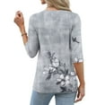 thumbnail image 3 of Uootdi 3/4 Length Sleeve Women Tops Floral Printed Button Down Shirts for Women Crew Gift Neck Blouses Dressy Casual Summer T Shir, 3 of 7