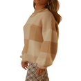 thumbnail image 4 of EIMELI Pull-Over Décontracté à Manches Longues Col Rond Rayé Bloc de Couleur Surdimensionné Tricoté Marron L, 4 of 6