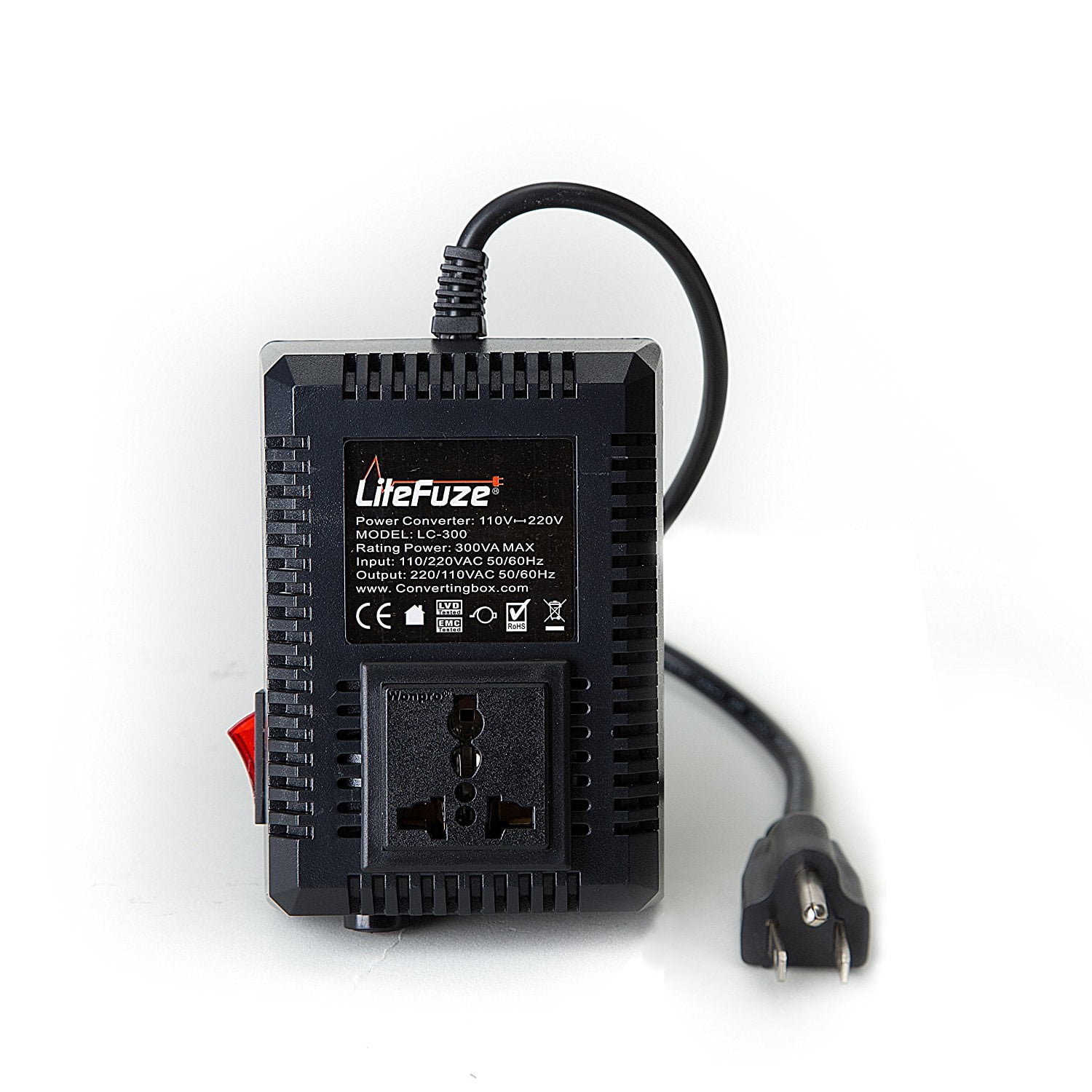 LiteFuze LC-300US 300Watt Step Up/Down Travel Voltage Converter US Cord 