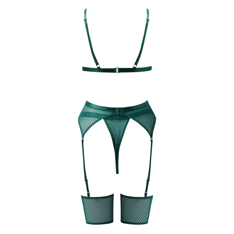 Aayomet Lingerie For Women, Lingerie Set for Women 3 Piece Lace Bra and  Panty Garter Belts Sets,Blue M