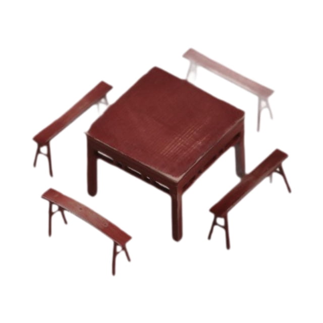 Juego de sillas de escritorio para casa de muñecas, mini taburetes y mesa para decoración navideña de casas de muñecas. Pintado