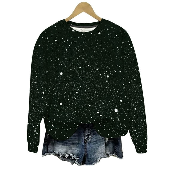 Sexlip Womens Constellation Print Sweatshirt Long Sleeve Round Neck Design Soft Fabric Relaxed Silhouette for Casual Occasions Gold XL