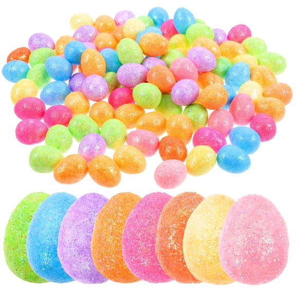 100pcs Basket Stuffer Easter Eggs Glittering Easter Foams Eggs Party Favors