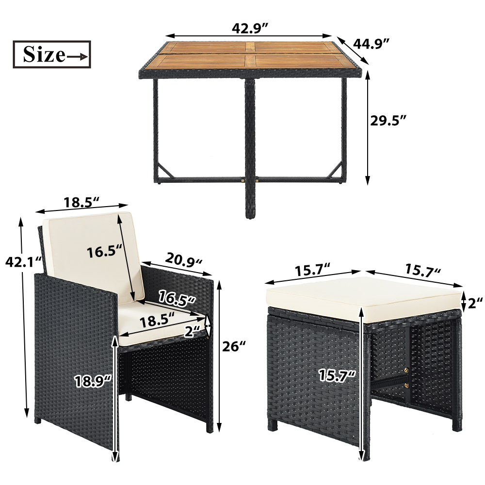 5 Piece Outdoor Dining Set, Patio Furniture Set with 4 Armrest Chairs and Steel Slat Table, All-Weather Conversation Set for Patio, Backyard, Deck, Poolside - Brown