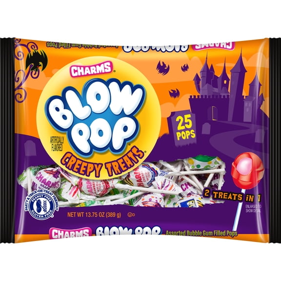 Charms Blow Pop, Halloween, Individually Wrapped, Bubble Filled Gum Lollipops, 13.75 oz. Milk and Soy May Be Present.