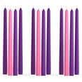 thumbnail image 1 of CANDWAX 12 inch Taper Advent Candles 3 Sets - Dripless Tapered Candlesticks and Unscented Candlesticks - Perfect for Advent Wreath - 12 pcs Advent Candles, 1 of 7