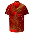 thumbnail image 4 of WREESH Mens Valentine Button Up Shirts Short Sleeve Hawaiian Shirt Summer Casual Beach Tops Multicolor, 4 of 5