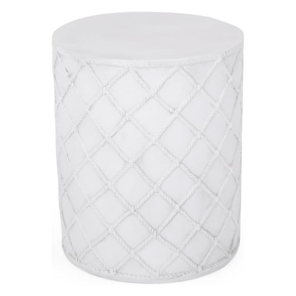 GDF Studio Ospery Outdoor Lightweight Concrete Side Table, Antique White