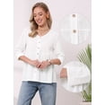 thumbnail image 2 of DARING DIVA Women's Button Down Blouse Long Sleeve V Neck Lightweight Top S White, 2 of 6