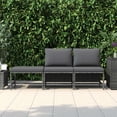thumbnail image 2 of vidaXL 3 Piece Garden Sofa Set with Cushions Grey Poly Rattan, 2 of 4