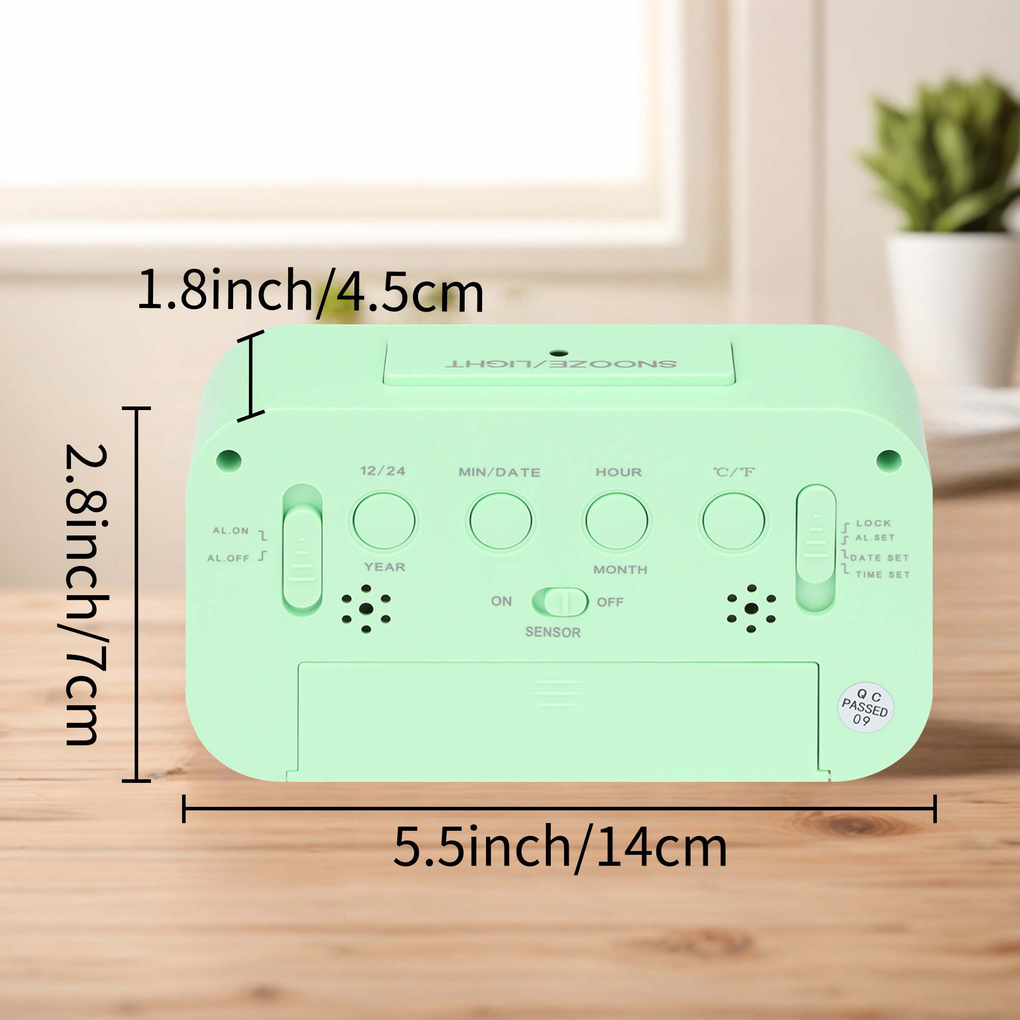 Unique Bargains 2 Pcs Small Digital Alarm Clock 5.5 x 2.8 x 1.8 in Green