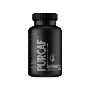 HOSSTILE PurCaf Organic Caffeine Capsules, 200mg Natural Energy Booster, 100 Vegetable Capsules