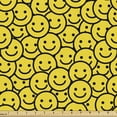 thumbnail image 1 of Black and Yellow Fabric by the Yard, Cheerful Cartoon Style Circular Faces Smiling Happy Mood Expression, Upholstery Fabric for Dining Chairs Home Decor Accents, 5 Yards, Yellow and Black by Ambesonne, 1 of 4