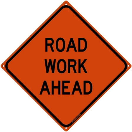 Road Work Ahead Tin Road Sign