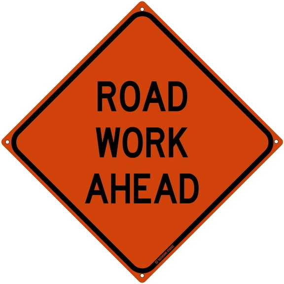 Road Work Ahead Tin Road Sign
