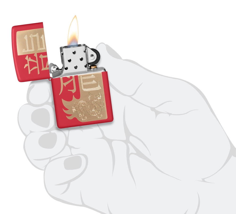 Zippo Year of the Dragon 2024 Red Matte Pocket Lighter