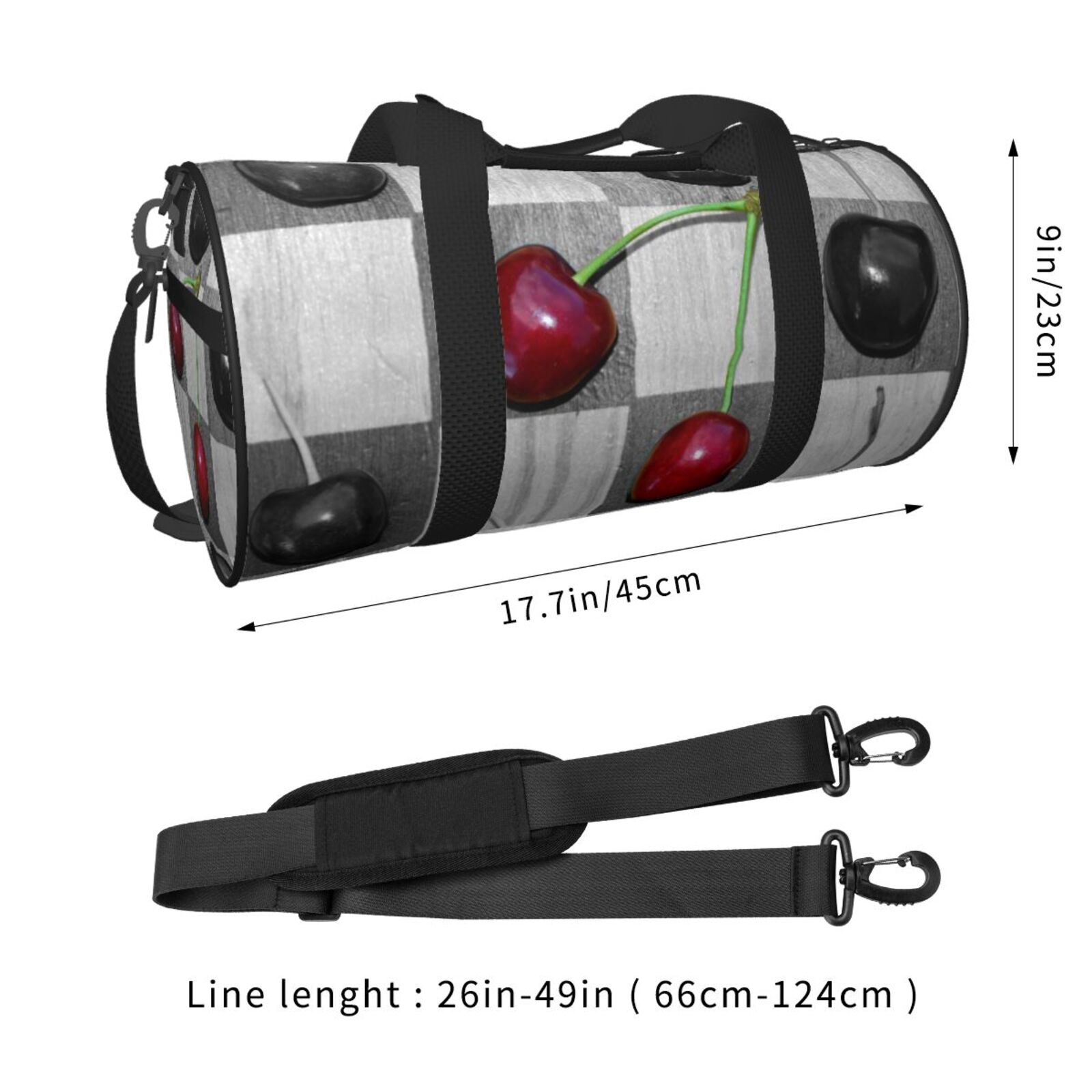 Vsdgher Cherries laid 45L Foldable Duffel Bag, Sports Gym Bag,Overnight Bag, Portable Weekender Bag for Airplanes