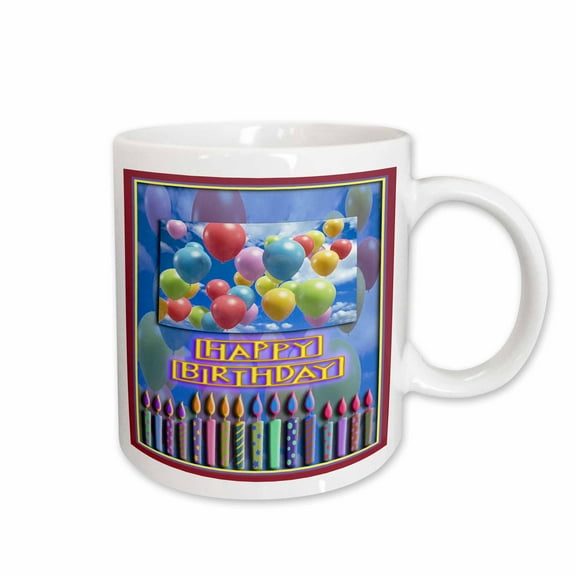 3drose, Balloons and Candles, Happy Birthday, 15oz Mug