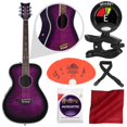 thumbnail image 1 of Daisy Rock Pixie Plum Purple Burst Acoustic/Electric Guitar with Basic Accessory Bundle, 1 of 5