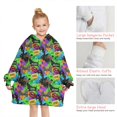 thumbnail image 6 of Colorful Controllers Games Icons Green Pattern Blanket Hoodies for Kids 6-13YR Oversize Wearable Blanket Hoodies for Boys Girls Teens, 6 of 7