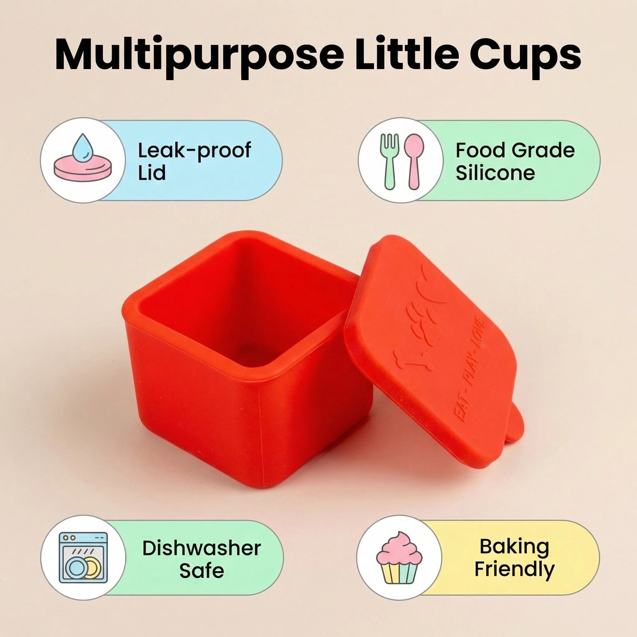 MEYYOI Silicone Small Snack Stackable Leak-Proof BPA Free Bento Boxes 3 Count