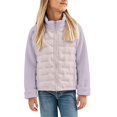 thumbnail image 3 of CPNG Girls Fleece Quilted Jacket Solid Color Stand Collar Full Zip Long Sleeve Jacket Spring Autumn Winter Lightweight Warm Outdoor Casual Coat, 3 of 8
