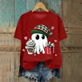 thumbnail image 2 of UngA Christmas Womens Shirts Santa Holiday Merry and Bright Christmas Short Sleeve Tops Xmas Light Graphic Print Christmas Tshirts Shirts for Women Red,XXL, 2 of 6