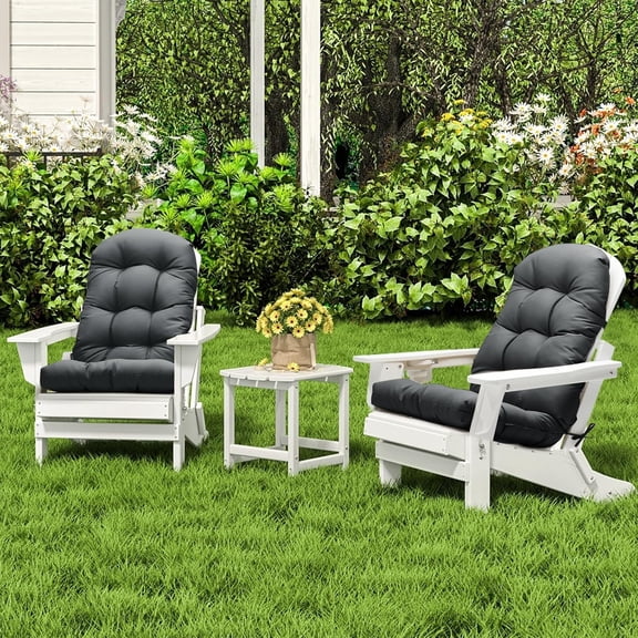 Adirondack Chair Cushion, High Back Cushions with Adjustable Ties, 48.8 x 20.4 x 4.3, Waterproof Tufted Pillow, Fade Resistant Seat Rocking Chair Cushion for Indoor/Outdoor, Dark Gray,1