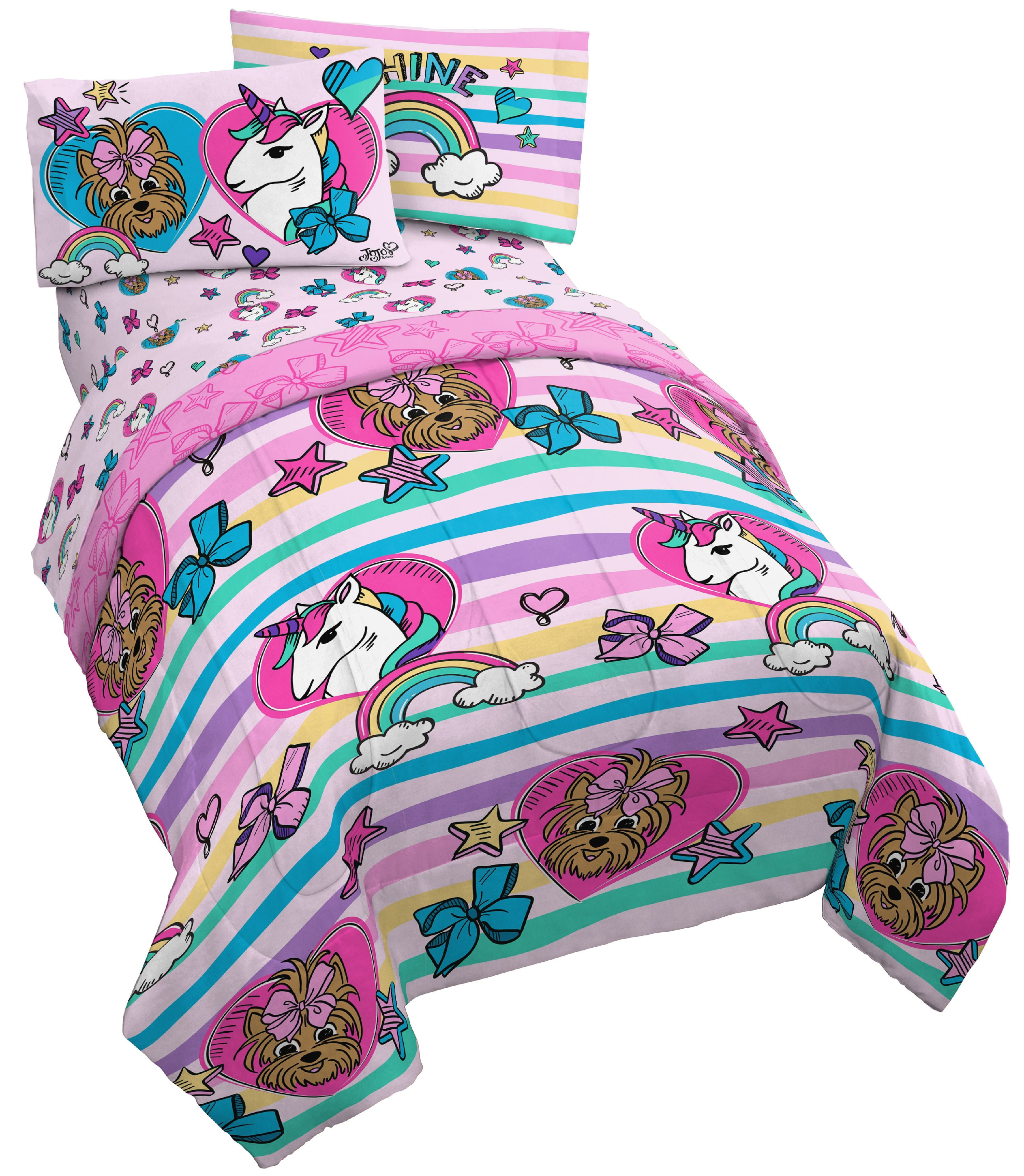 Jojo Siwa 5Piece Unicorn Shine Striped Kids Bedding Set w/ Reversible