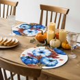 thumbnail image 4 of Fall Round Placemats Set of 4 Blue Pumpkin Place Mats Thanksgiving Woven Placemat Autumn Maple Leaves Circle Braided Table Mat for Kitchen Dining Table Autumn Party Home Decor 15 Inch, 4 of 9