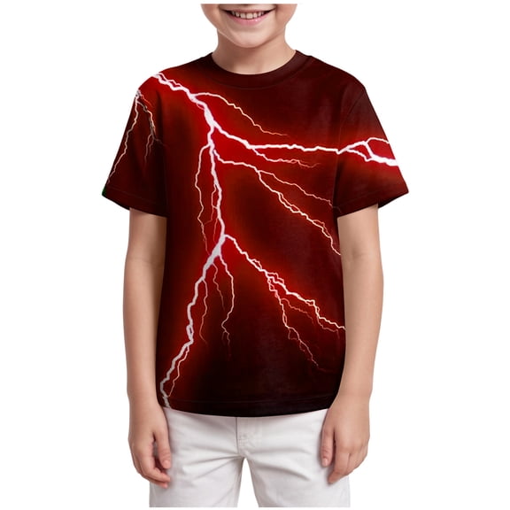 Ymyiu Shirt for Boys Boys Short Sleeve T-Shirts Kids Casual Summer Crewneck Shirts Fashion Tops Tees Size 12-13 Years,(Red 12-13 Years)