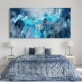 thumbnail image 5 of HFDF Large Canvas Wall Art Modern Abstract Art Paintings Navy Blue and Grey Graffiti Like a Raining Lake SceneArtwork Pictures for Living Room Bedroom Hallway Wall Decorin 16x12inch Framed, 5 of 5