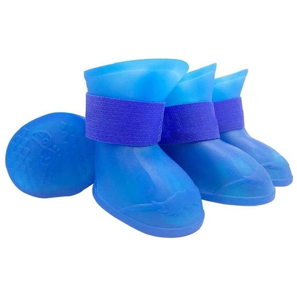 2 pares de zapatos para perros, botas impermeables, zapatos para perros y gatos, calcetines para perros, calcetines para cachorros, calcetines antideslizantes para lluvia y nieve, estampado de huellas