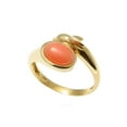 thumbnail image 4 of Genuine natural pink coral ring set in solid 14k yellow gold Hawaiian dolphin size 11, 4 of 5