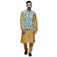 thumbnail image 1 of Atasi Ensemble Kurta Pyjama en Soie Ethnique Dupion avec Veste Imprimée pour Hommes, 1 of 3