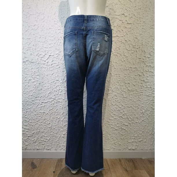 Jeans Damen High Waist Schlaghose Bootcut-Jeans Stretch Baggy