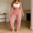 thumbnail image 4 of Diufon Womens Plus Size Striped Pants Elastic High Waist Wide Leg Loose Pajama Pants Casual Sleepwear Trousers, 4 of 6