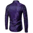 thumbnail image 2 of Camisa de manga larga con solapa y estampado de bordado de flores de anacardo para hombre, 2 of 5