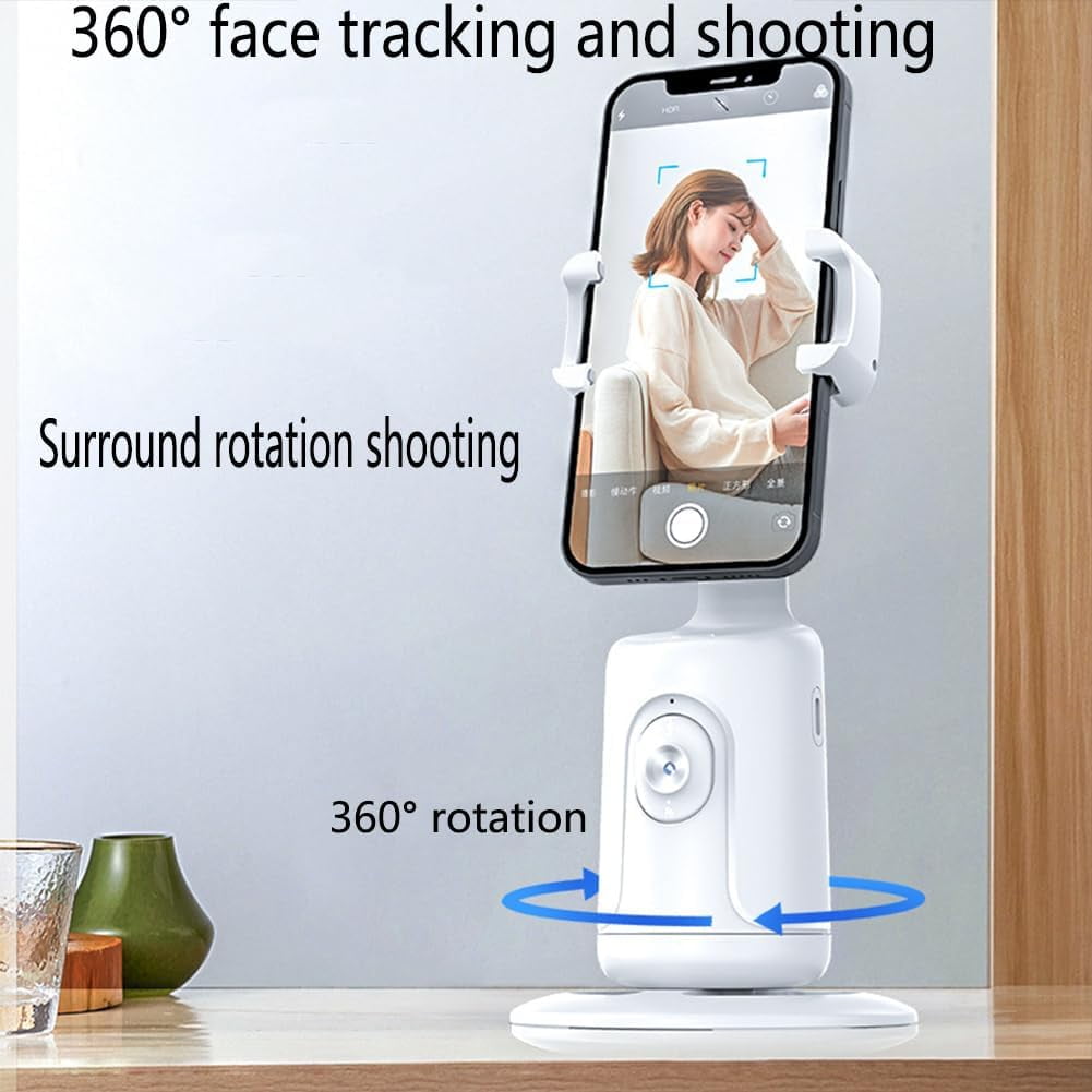 Smart AI Facial Recognition Phone Tripod, Auto Face Tracking for iPhone Android, 360° Rotation Phone Stand, Rechargeable Smart Shooting Stand (Black, Only Smart Tracking Gimbal)