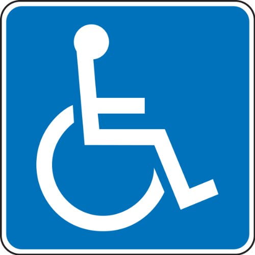 Accuform FRA205RA Engineer-Grade Reflective Aluminum Handicapped Parking Sign (New York, Texas), Legend"(Wheelchair Symbol)", 24" Length x 24" Width x 0.080" Thickness, White on Blue