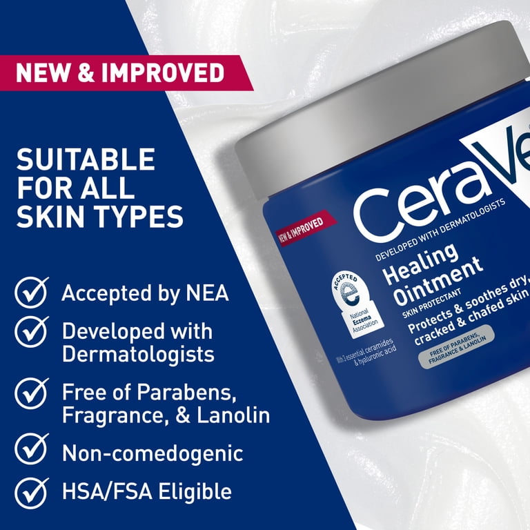 3 pack) CeraVe Healing Ointment for Face & Body, Protects and