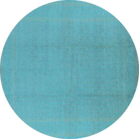 Ahgly Company Indoor Round Solid Light Blue Modern Area Rugs, 8' Round